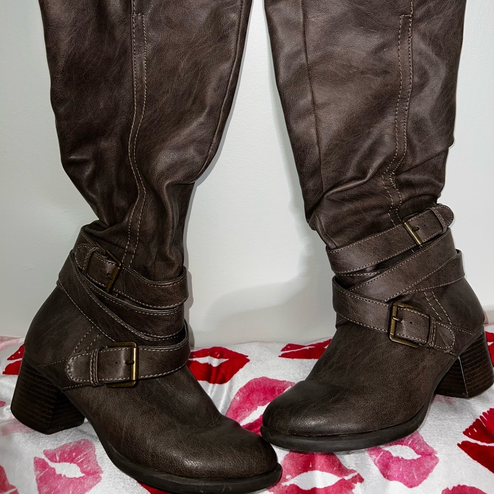 Knee High leather heel boots